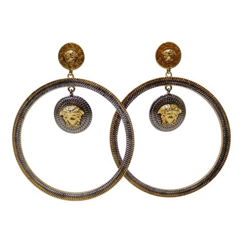 versace vintage earrings|versace medusa hoop earrings.